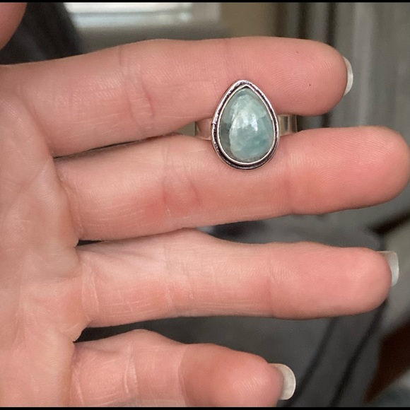 Sterling Silver Larimar Teardrop Ring - Picture 1 of 15